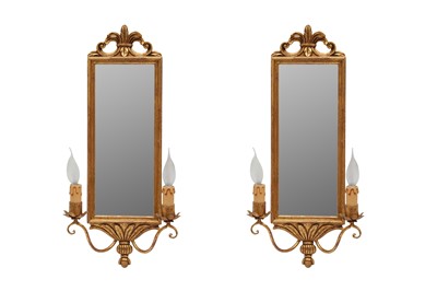 Lot 438 - A PAIR OF CONTEMPORARY GILT GIRANDOLE MIRRORS