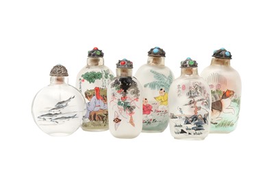 Lot 914 - SIX CHINESE INSIDE-PAINTED SNUFF BOTTLES