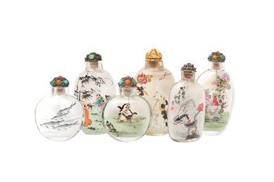 Lot 915 - SIX CHINESE INSIDE-PAINTED SNUFF BOTTLES