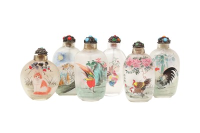 Lot 916 - SIX CHINESE INSIDE-PAINTED SNUFF BOTTLES