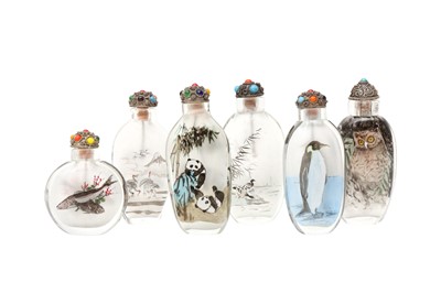 Lot 917 - SIX CHINESE INSIDE-PAINTED SNUFF BOTTLES