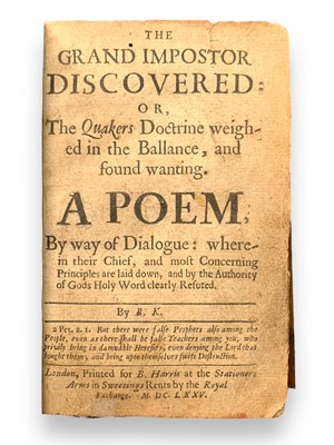 Lot 32 - Quakeriana: [Keach]. B.K. The Grand Impostor Discovered
