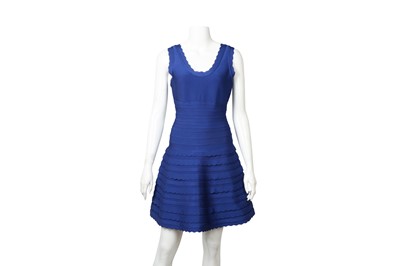 Lot 254 - Herve Leger Blue Jules A Line Mini Dress - Size M