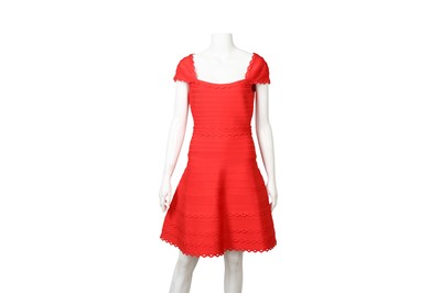 Lot 251 - Herve Leger Poppy Alana A Line Mini  - Size M