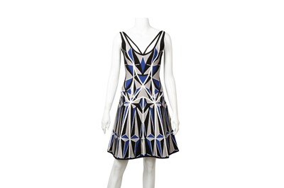Lot 252 - Herve Leger Geometric Hazel A Line Mini Dress - Size M