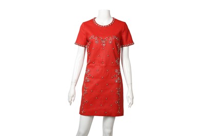 Lot 256 - Isabel Marant Red Leather Embellished Dress - Size 42