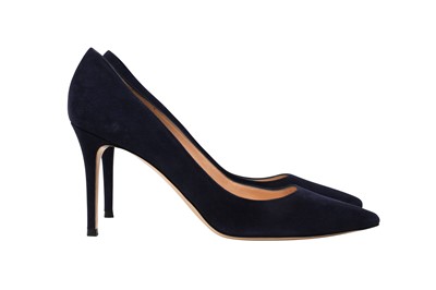 Lot 178 - Gianvito Rossi Navy Gianvito Heeled Pump - Size 41
