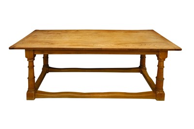 Lot 506 - A 17TH CENTURY STYLE ELM REFECTORY DINING TABLE
