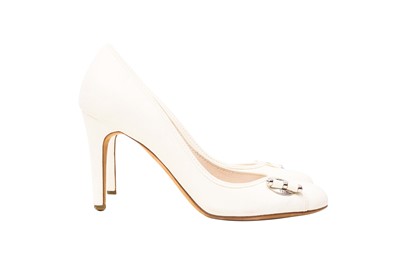 Lot 103 - Christian Dior Cream Toggle Heeled Pump - Size 36
