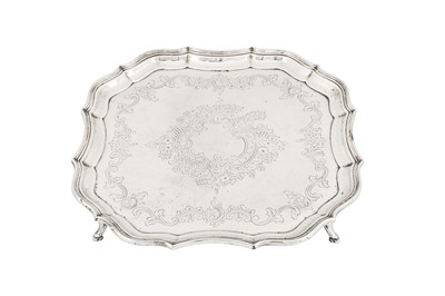 Lot 314 - A George V sterling silver salver, Birmingham 1927 by Barker Bros
