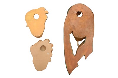 Lot 32 - UNKNOWN (EUROPEAN): THREE CERAMIC WALL HANGING MASKS