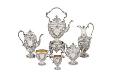 Lot 378 - A Victorian Scottish sterling silver six-piece tea, coffee and wine service, Glasgow 1873 by David Crichton Rait