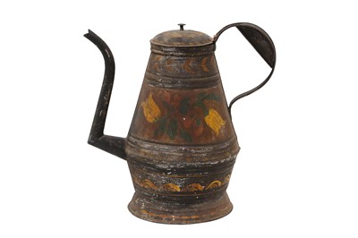 Lot 293 - AN AMERICAN TOLEWARE COFFEE POT, CIRCA 1830S