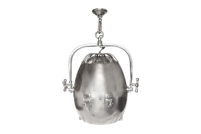 Lot 424 - A POLISHED STEEL HANGING STUDIO SPOTLIGHT, 21ST CENTURY