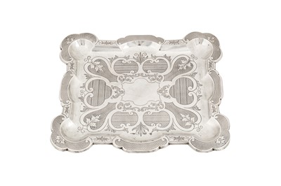 Lot 197 - An early 20th century Austrian 800 standard silver dressing table tray, Vienna 1863 by Josef Reiner overstriking another