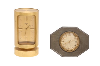 Lot 461 - AN ART DECO SILVER DESK CLOCK, LONDON 1928