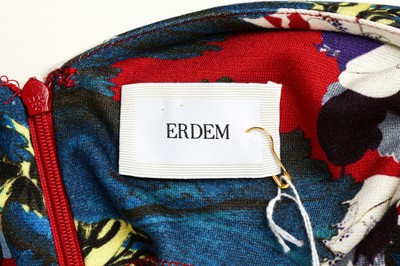 Lot 34 - Erdem Red Floral Ponte Vivi Dress - Size 8