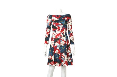 Lot 158 - Erdem Red Floral Ponte Vivi Dress - Size 8