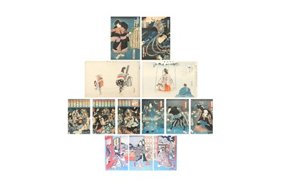 Lot 1044 - SIX JAPANESE WOODBLOCK PRINTS OF ACTORS ON STAGE