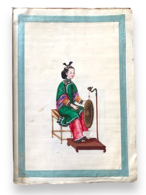 Lot 153 - Chinese School. Original watercolours on Pith paper.