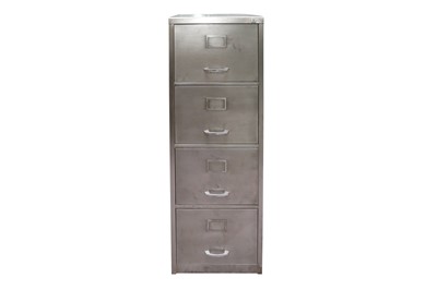 Lot 412 - A POLISHED STEEL FILING CABINET