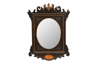 Lot 450 - AN ENGLISH EBONISED AND PARCEL GILT WALNUT FRETWORK PIER MIRROR, LATE 19TH CENTURY