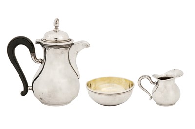 Lot 200 - A late 20th century Italian 800 standard silver three-piece coffee service, Treviso, post-1968