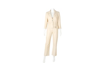 Lot 422 - Thierry Mugler Cream Leather Trouser Suit