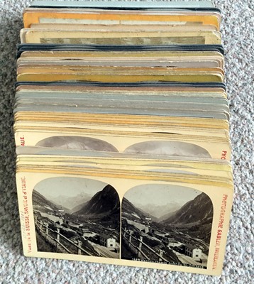 Lot 126 - Over 50 Swiss & Italian Alpine Stereo Cards, inc Gabler.