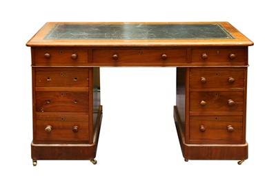 Lot 540 - A VICTORIAN MAHOGANY PEDESTAL DESK