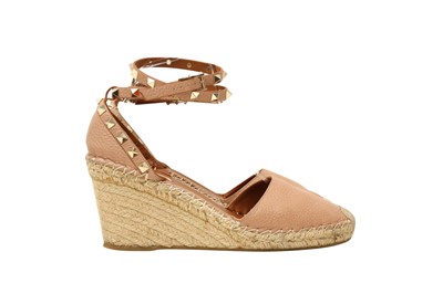 Lot 435 - Valentino Nude Rockstud Espadrille Wedge - Size 40
