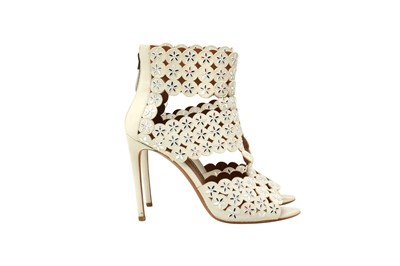 Lot 2 - Alaia White Caged Open Toe Heeled Boot - Size 41