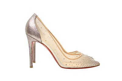 Lot 123 - Christian Louboutin Nude Follies Strass Heeled Pump - Size 41