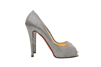 Lot 125 - Christian Louboutin Siver Peep Toe Heeled Pump - Size 41.5