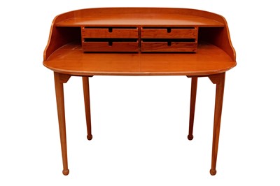 Lot 355 - A MAPLE CURVED DESK AND CHAIR