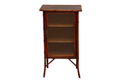 Lot 438 - A VICTORIAN AESTHETIC MOVEMENT BAMBOO AND LACQUERED CABINET