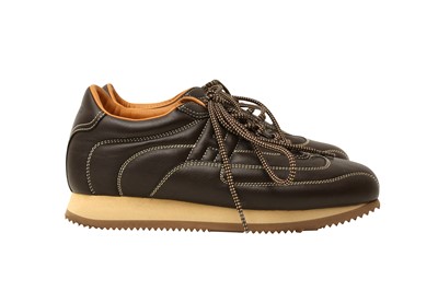 Lot 239 - Hermes Brown Goal Sneaker - Size 36.5