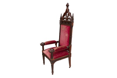 Lot 430 - A GOTHIC REVIVAL THRONE CHAIR