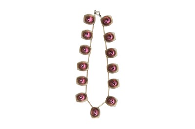 Lot 44 - A JORGEN JENSEN PEWTER AND AMETHYST NECKLACE, MID-1960'S