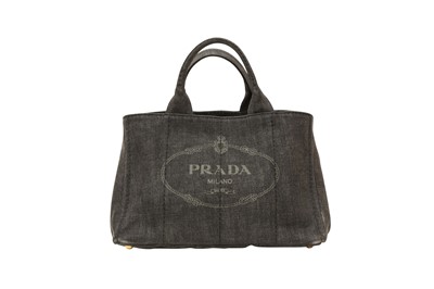 Lot 376 - Prada Black Denim Logo Tote