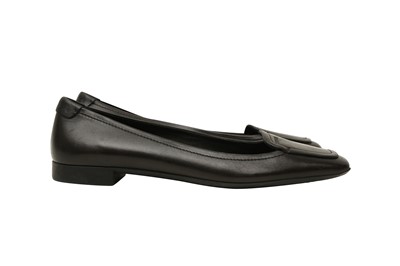 Lot 366 - Prada Black Logo Square Flat Pump - Size UK 5