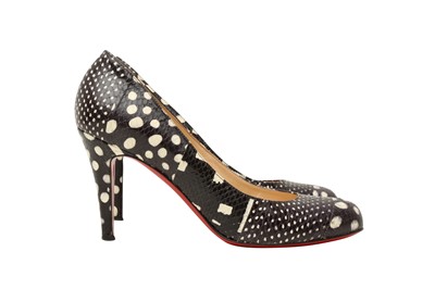 Lot 126 - λ Christian Louboutin Black Python Heeled Pump - Size 38