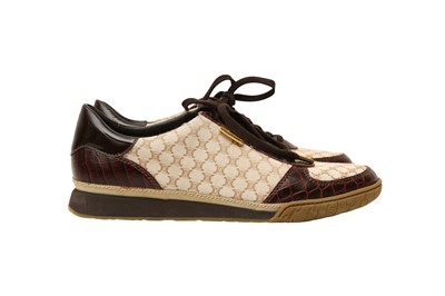 Lot 44 - Celine Brown Triomphe Monogram Sneaker - Size UK 5