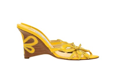 Lot 262 - Jimmy Choo Yellow Wedge Mule - Size 39.5