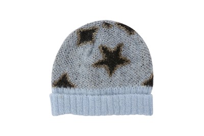 Lot 394 - Saint Laurent Blue Mohair Star Beanie - Size M