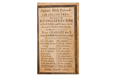 Lot 117 - Englands Black Tribunall Set forth in the Triall of K. Charles I, [1660]