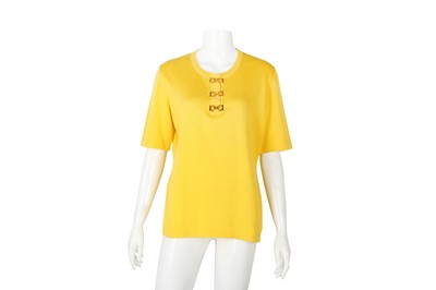 Lot 407 - Salvatore Ferragamo Yellow Knit Gancini Top - Size L