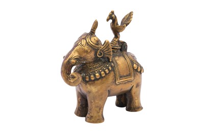 Lot 111 - AN INDIAN BRASS ELEPHANT-SHAPED CONTAINER