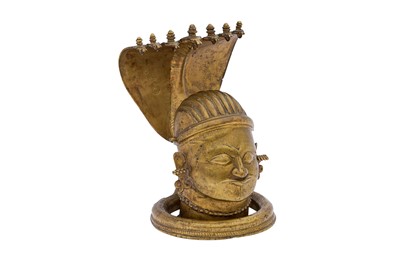 Lot 139 - A LARGE CAST BRASS SHIVA LINGAM COVER WITH NAGAS