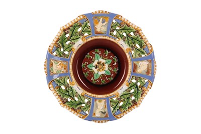 Lot 195 - A MINTON MAJOLICA CRYSTAL PALACE ART UNION CHRISTMAS PUDDING SERVING DISH